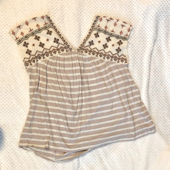 Lucky Brand Embroidered Striped Blouse - Picture 2 of 4